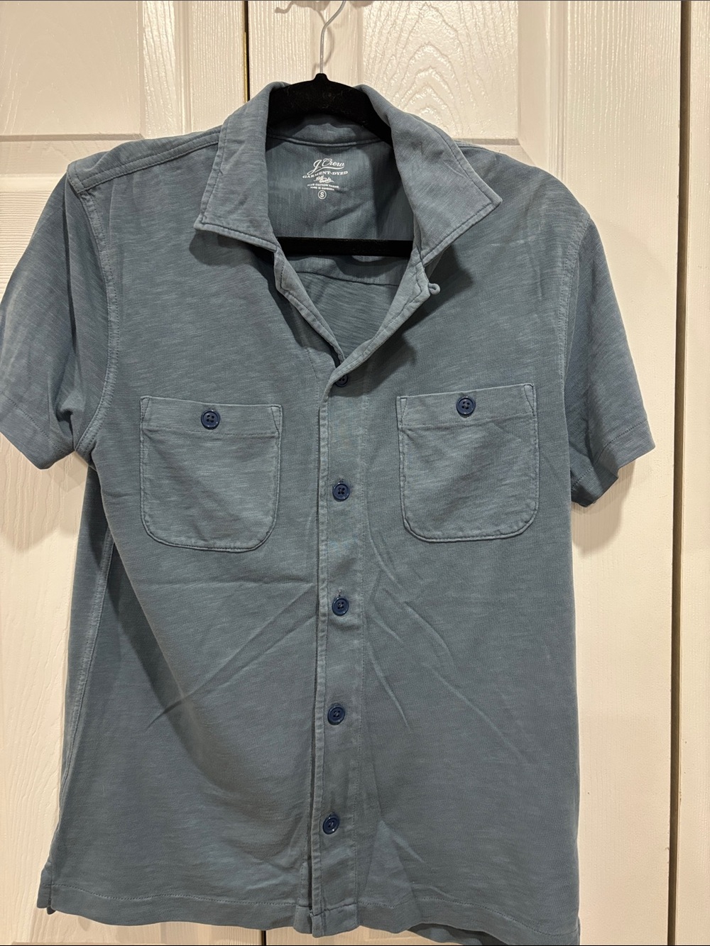 J. Crew Short-Sleeve Button-Up Shirt in Slate Blue